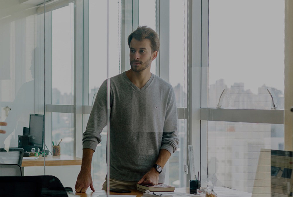 businessman meeting looking out window