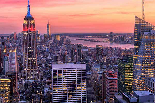 New York city midtown with empire state building at sunset