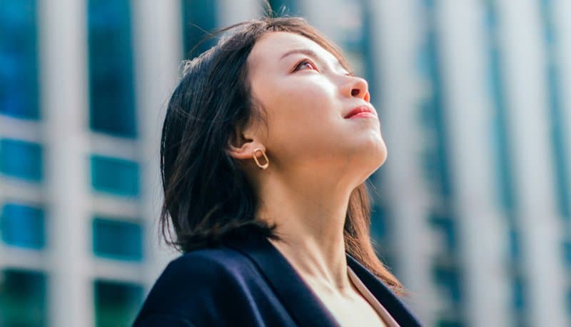 Woman looking up